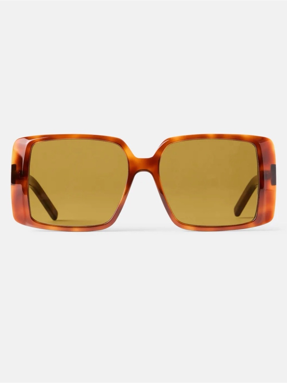 Saint Laurent Tortoiseshell Rectangular Sunglasses with Brown Lenses